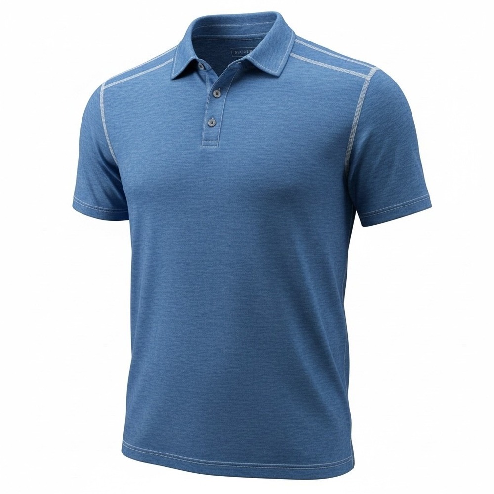 Buckle Black Mens XL Blue Space Dye Polo Shirt Short Sleeve Contrast Stitch